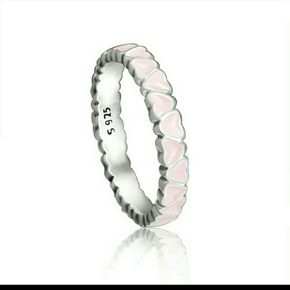 Pink Enamel Heart Pandora Ring 